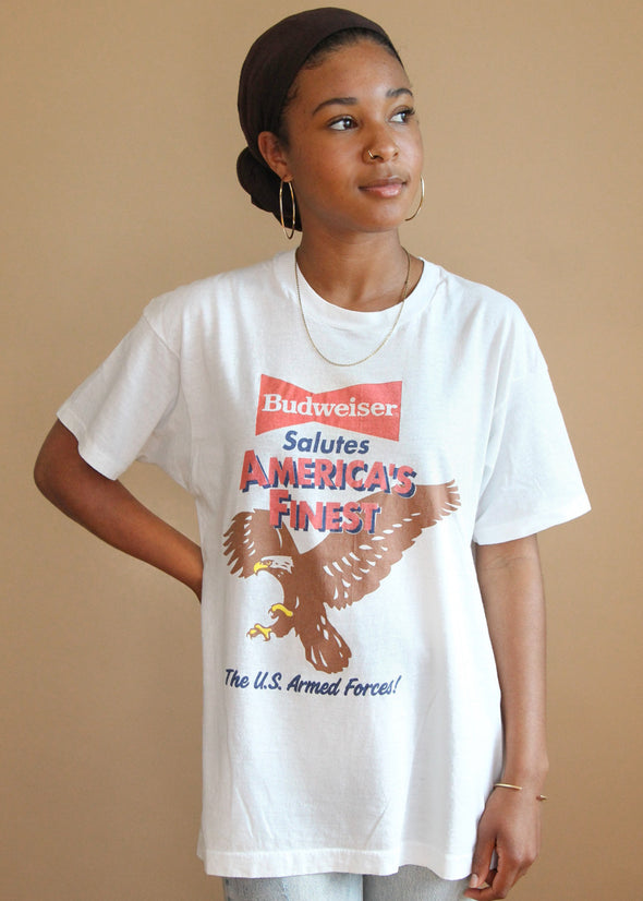 Vintage 1991 Budweiser Salutes US Armed Forces Tee