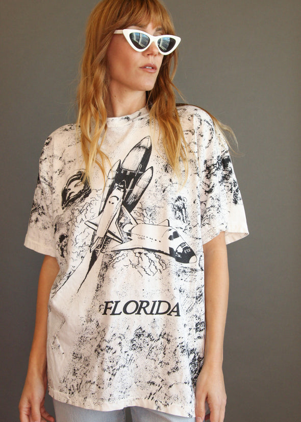 Vintage 90s Florida Astronaut All Over Print Tee