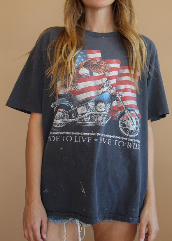 Vintage 90s Live to Ride CMJ Grungy Faded Tee