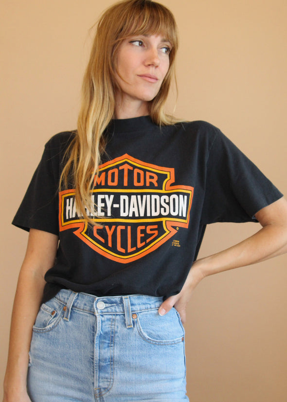 Vintage 1991 Harley Michigan 3D Emblem Tee