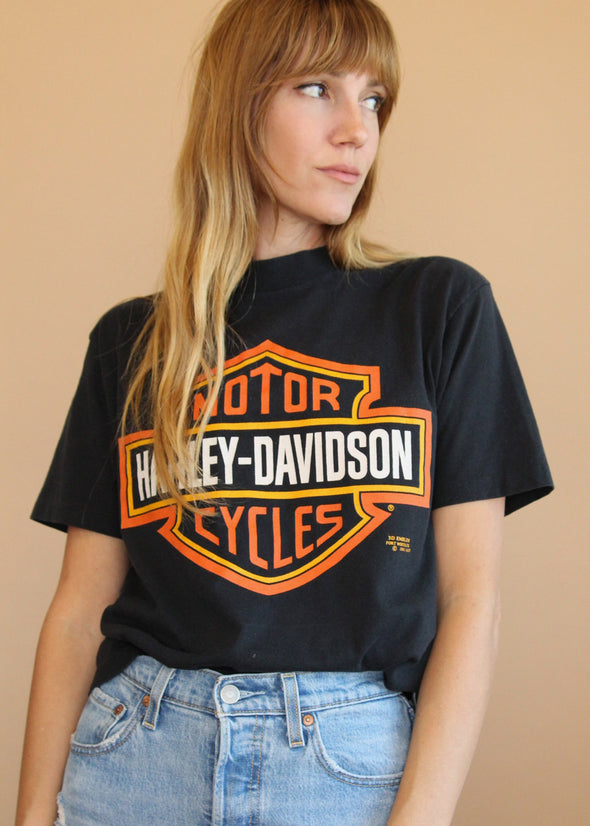 Vintage 1991 Harley Michigan 3D Emblem Tee