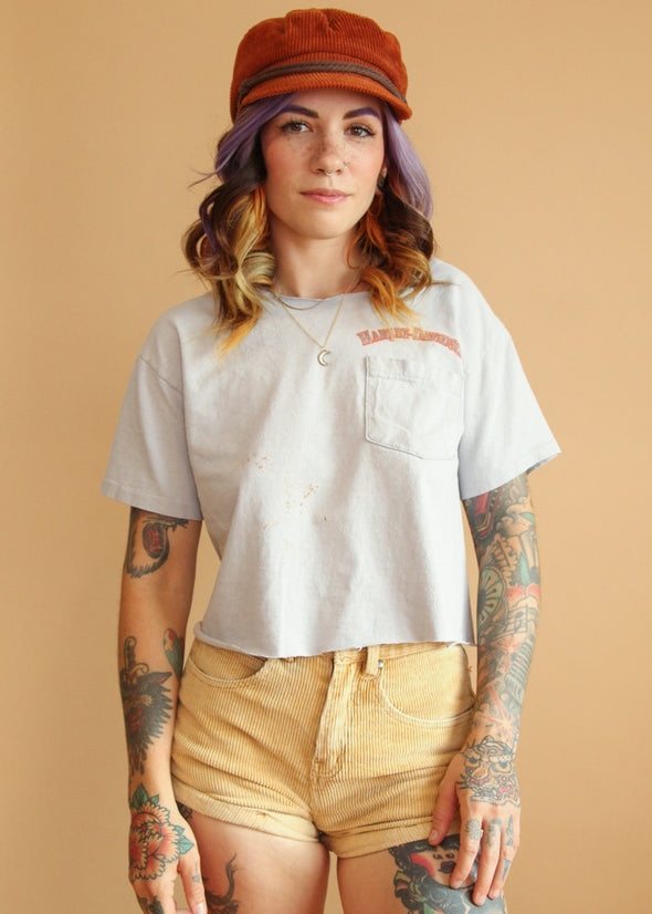 Vintage 1982 Grungy Cropped Harley Atlanta Pocket Tee