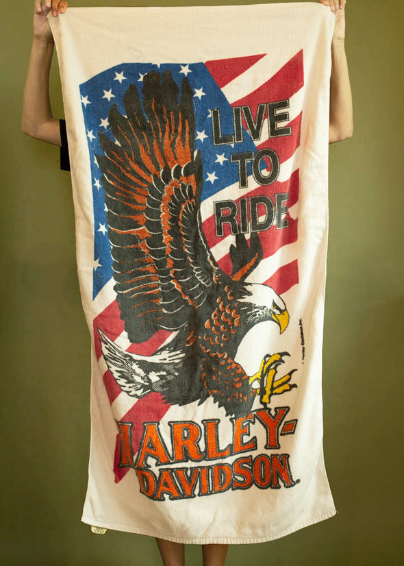 Vintage Harley "Live to Ride" Towel
