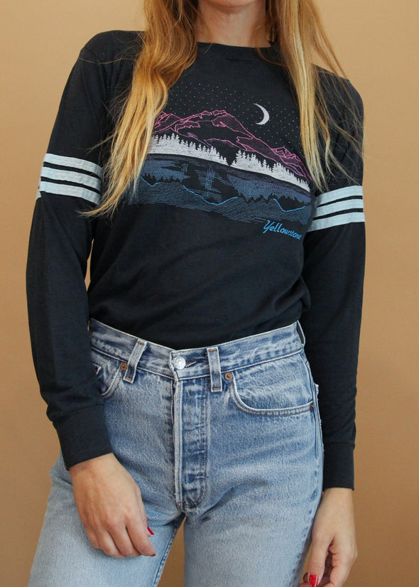 Vintage 1980's Yellowstone Varsity Long Sleeve Tee