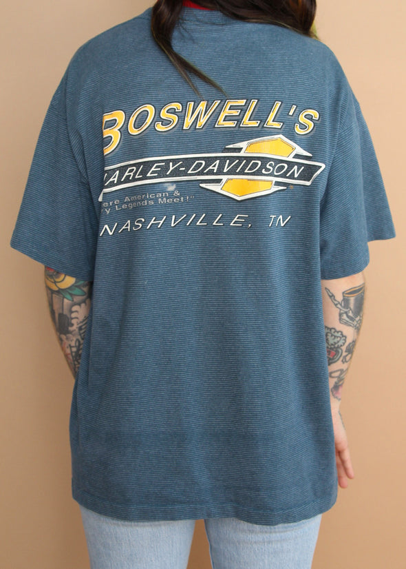 Vintage 90's Striped Nashville Harley Tee