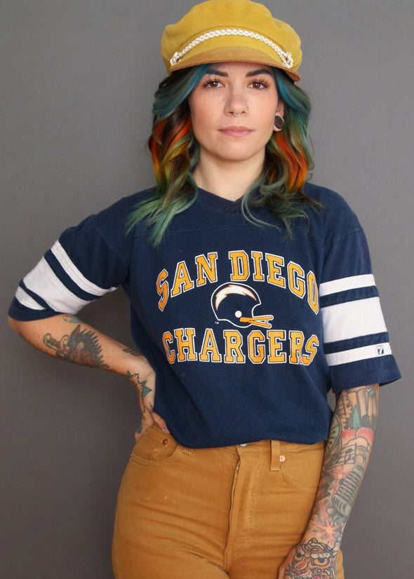 Vintage 1980s Chargers V Neck Tee