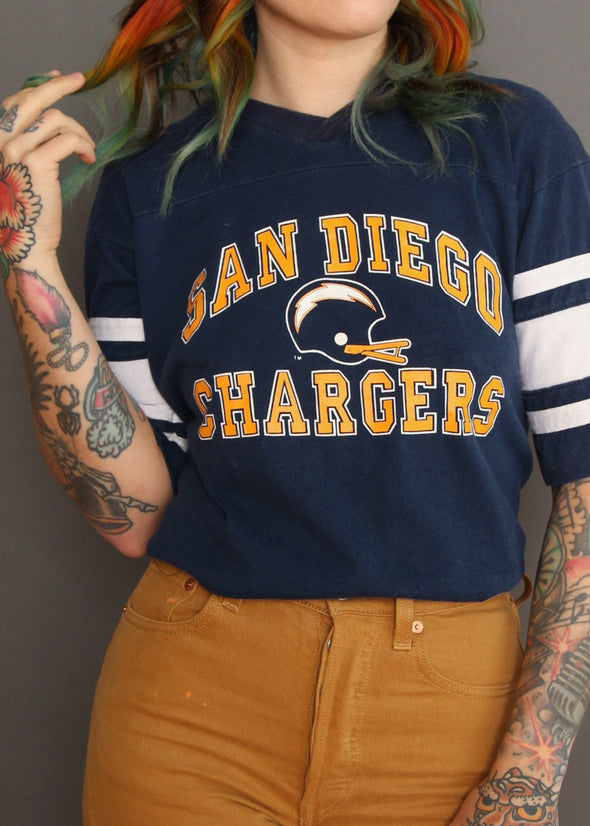 Vintage 1980s Chargers V Neck Tee