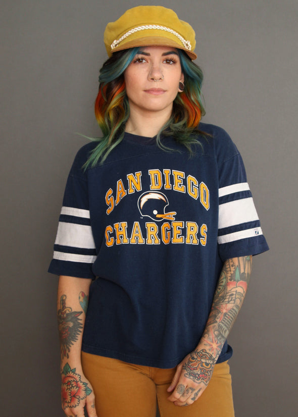 Vintage 1980s Chargers V Neck Tee