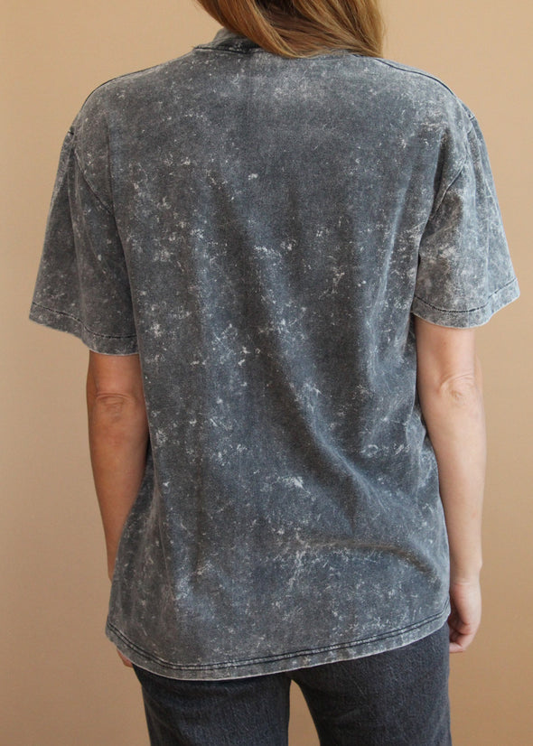 Vintage 1980s Stone Wash Harley Mock Neck Tee