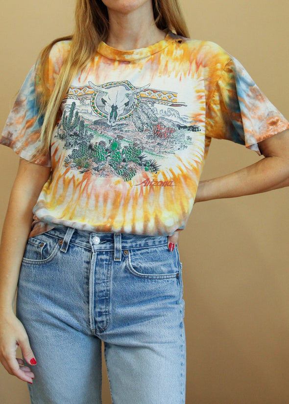 Vintage 1980's Grungy Arizona Tie Dye Tee