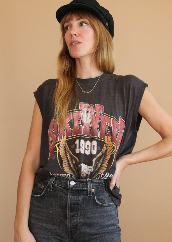 Vintage 1990 Paper Thin Trashed Harley Bike Week Tank