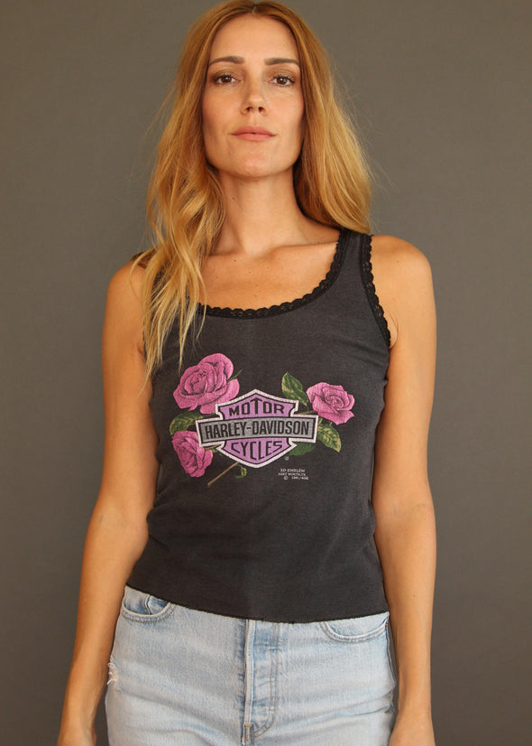 Vintage 1991 Harley 3D Emblem Lace Tank