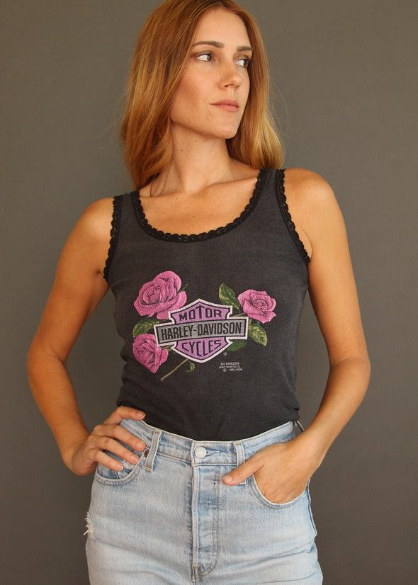 Vintage 1991 Harley 3D Emblem Lace Tank