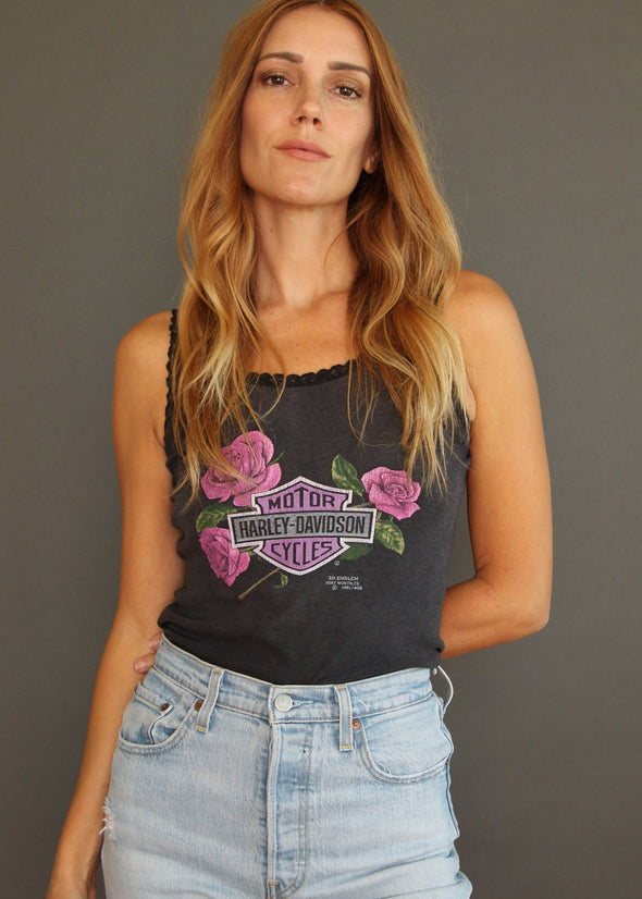 Vintage 1991 Harley 3D Emblem Lace Tank