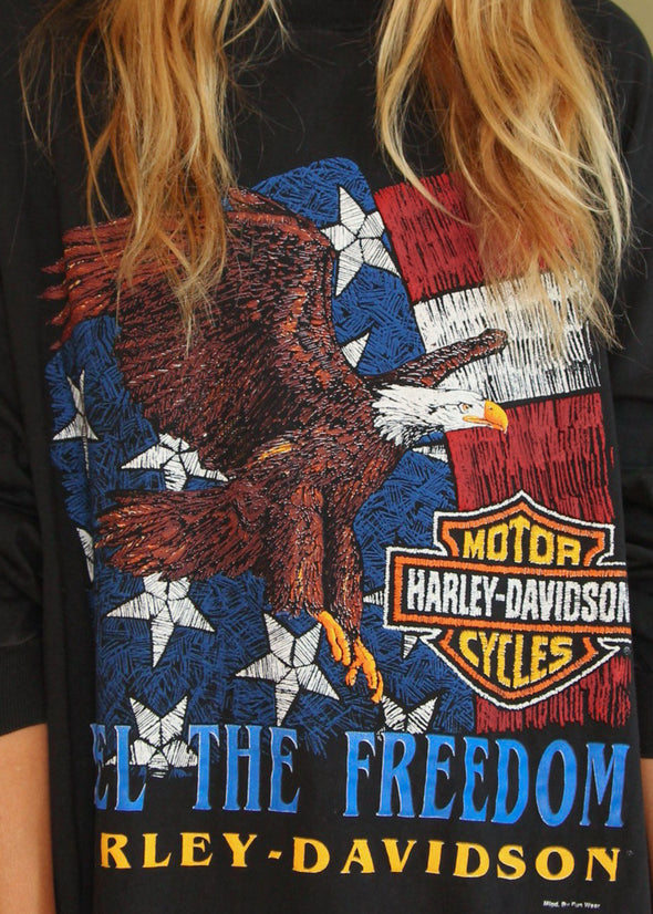 Vintage 90s Feel the Freedom Harley Long Sleeve Tee