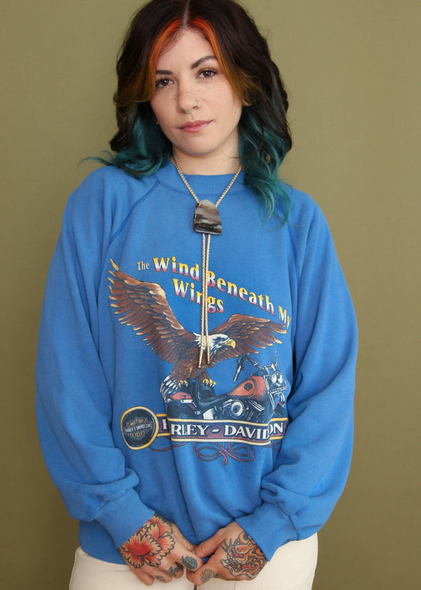 Vintage 80s/90s Harley Eagle Blue Sweatshirt