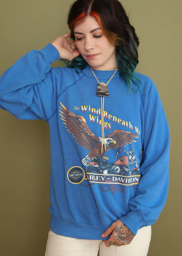 Vintage 80s/90s Harley Eagle Blue Sweatshirt