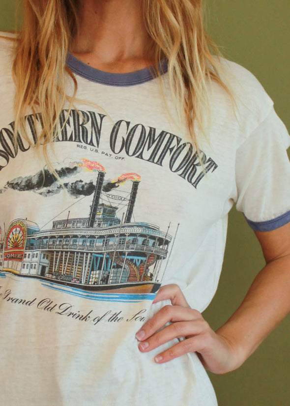 Vintage 1980s Paper Thin Southern Comfort Ringer
