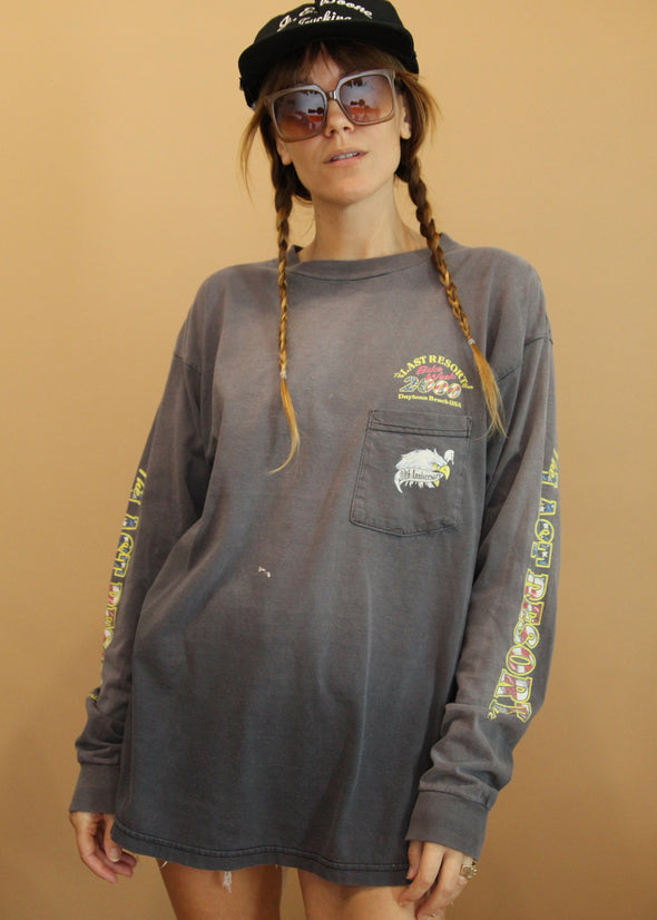 Vintage 2000 The Lost Resort Bike Week Long Sleeve Pocket Tee