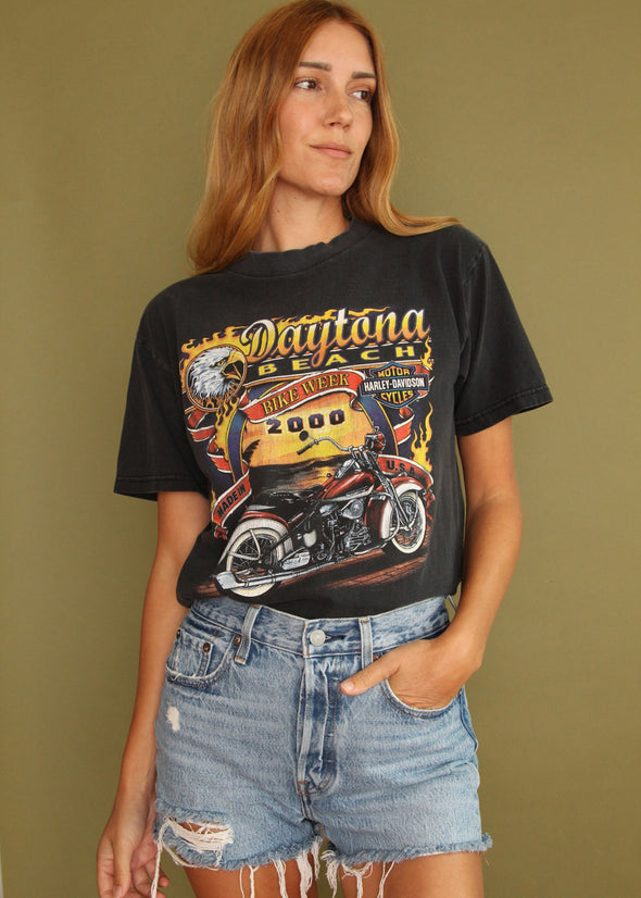 Vintage Y2K Daytona Bike Week Harley Distressed Tee