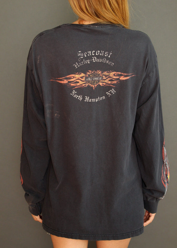 Y2K Harley Long Sleeve Flame Tee